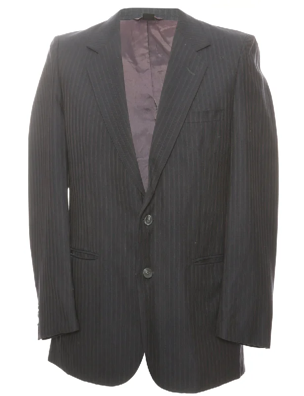 Striped Navy & White Blazer - M Women's Classic Blazer