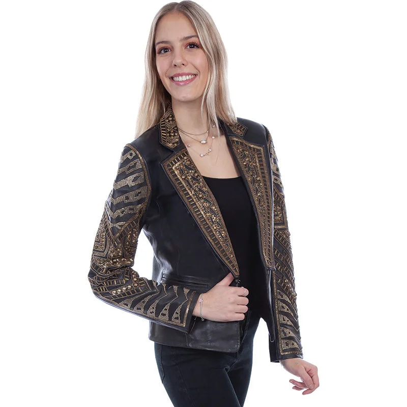Beaded Lamb Blazer Cotton Blend Blazer