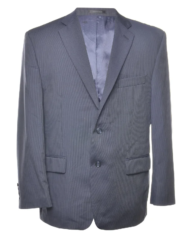 Calvin Klein Navy Striped Blazer - L Women's Trendy Jacket