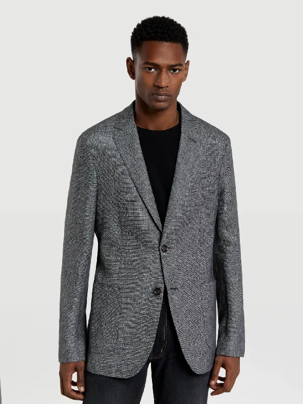 Unstructured plain hopsack linen blazer Women's Handmade Blazer
