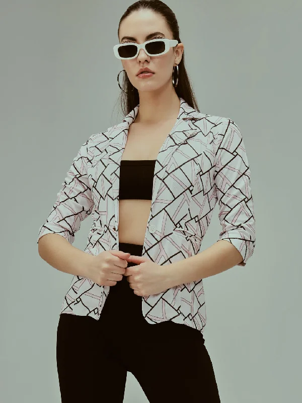 TANDUL  Women Printed Single Breasted Casual Blazer Women's Boutique Suit