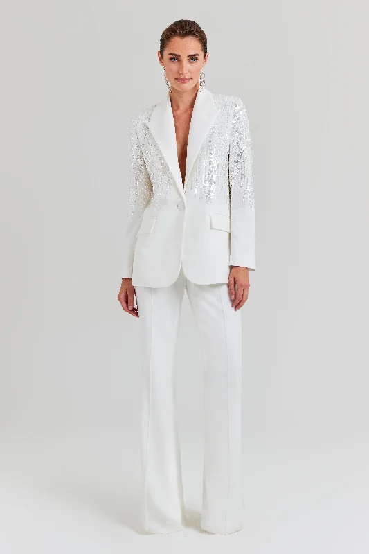 Lucille White Blazer Women's Patchwork Suit