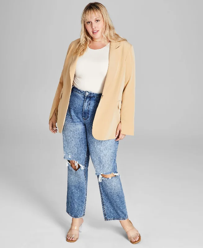 Now This Trendy Plus Size Oversized Boyfriend Blazer Women's Classic Blazer