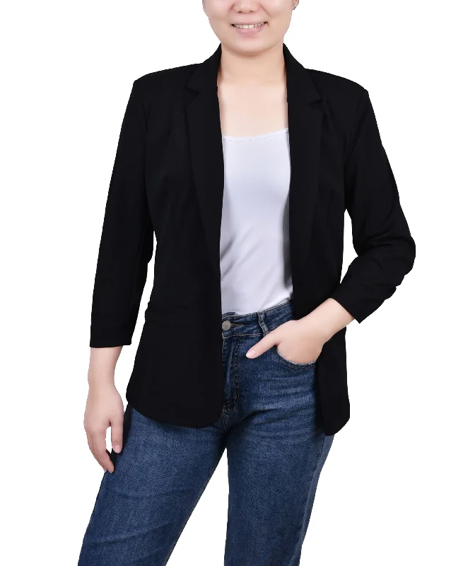 Petite 3/4 Sleeve Scuba Crepe Blazer Women's Luxurious Jacket