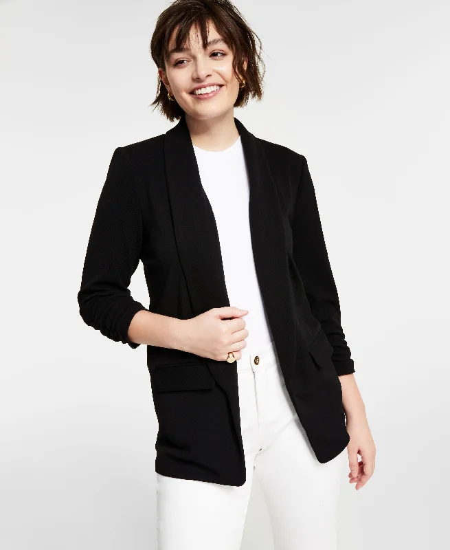 Petite Lightweight Knit 3/4-Sleeve Boyfriend Blazer Women's Elegant Suit