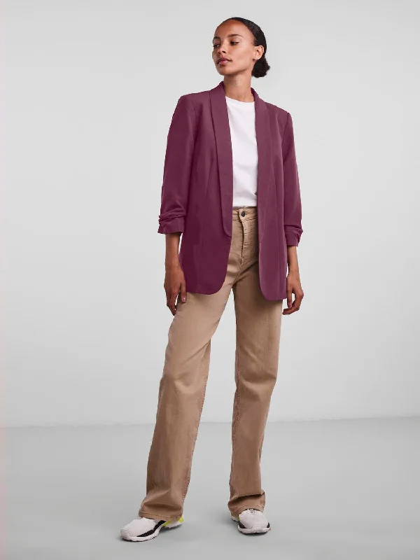 PCBOSELLA Blazer - Grape Wine Plus Size Women's Coat