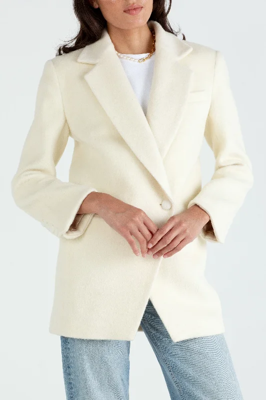 "The Hannah" - Brushed Blazer Coat (Cream) Women's Custom Jacket