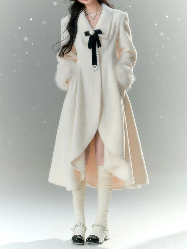 1950S White Vintage Swing Long Coat Stole Shawl Scarf