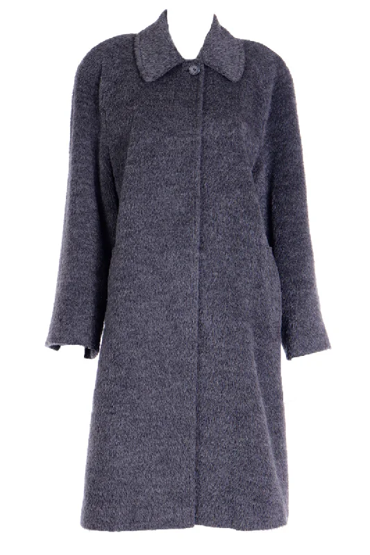1990s Isaac Mizrahi Gray Alpaca/Mohair Blend Coat Cotton Linen Terry