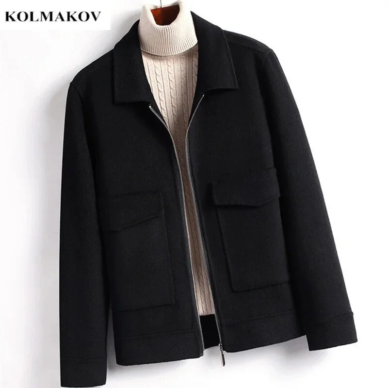2024 Winter new Double sided wool coat Men's high quality trench casual woolen s fashion men zipper over Cardigan Sweater Pullover