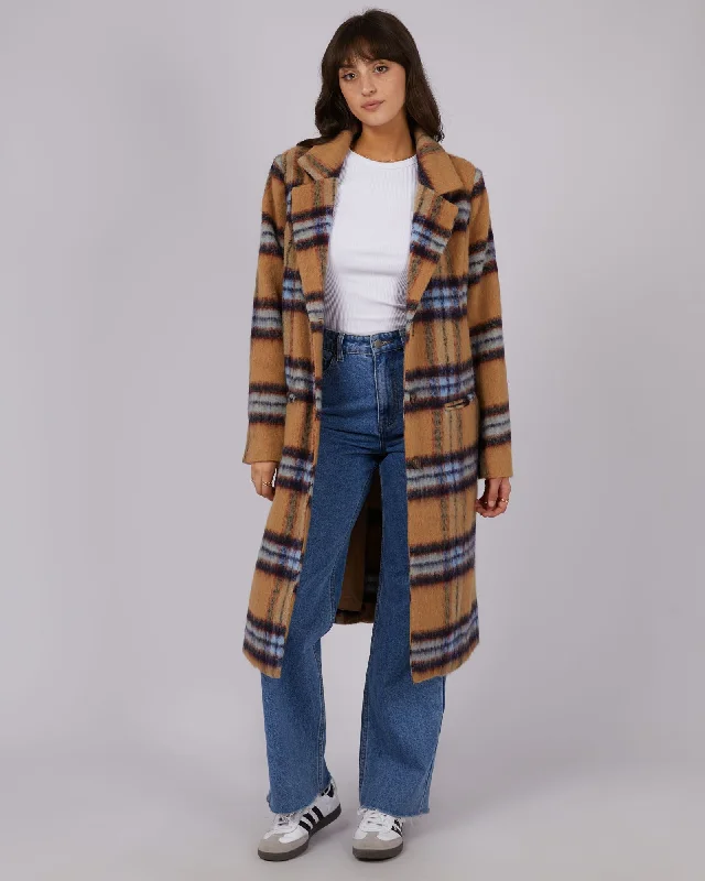 All About Eve Aubrey Check Coat Embroidered Appliqued Beaded