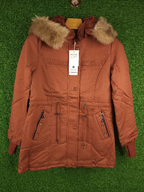 Rust Women Coat Blazer Duffle Coat Pea Coat