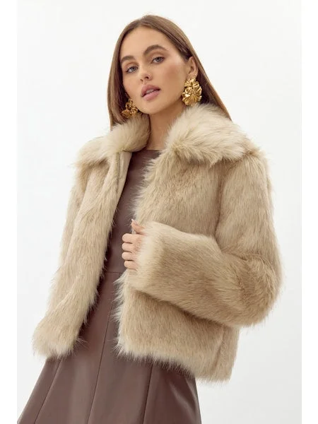 Aubrey  Faux Fur Coat Vent Hem Cuff