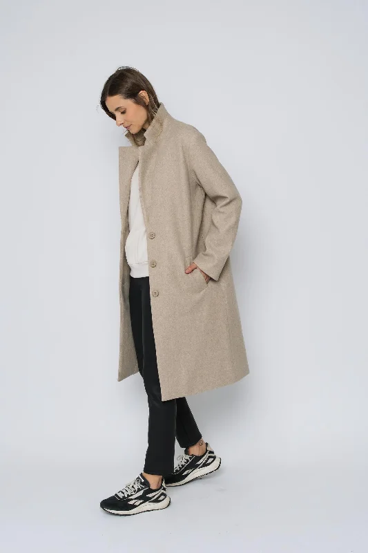 Avery Oversized Long Coat Pleated Ruffled tiered