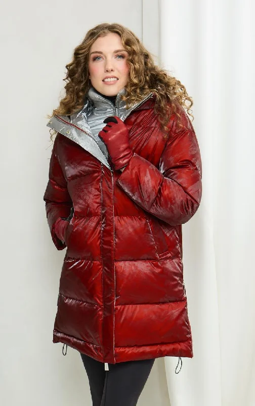 Be Florence - Down Filled Metallic Coat Parka Anorak Hoodie
