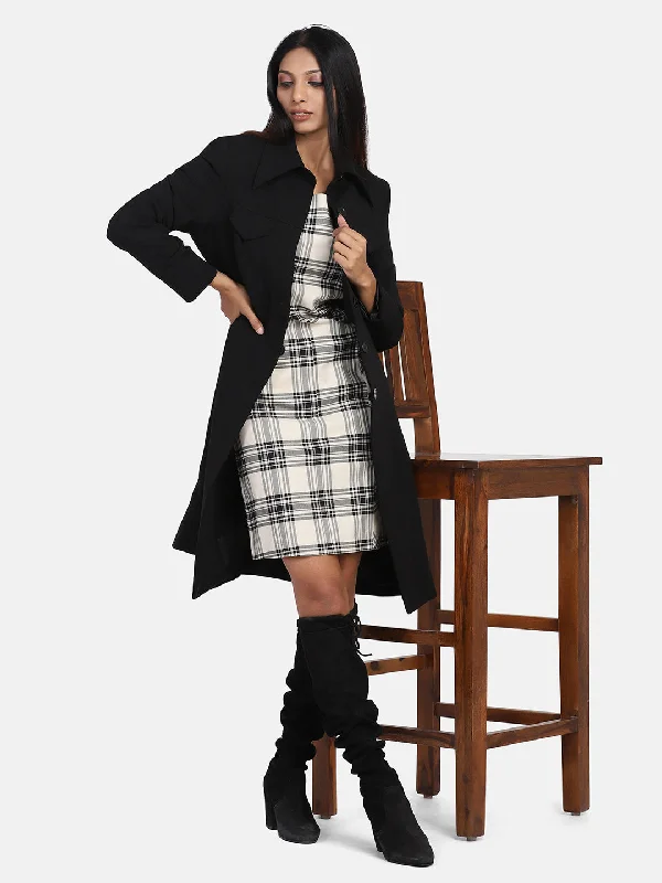 Solid Essential Coat - Black Striped Polka Dot Solid