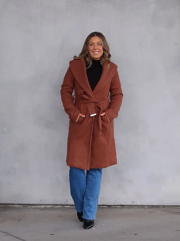 Harper Coat- Toffee Hooded Jacket Zipper Jacket Button Jacket