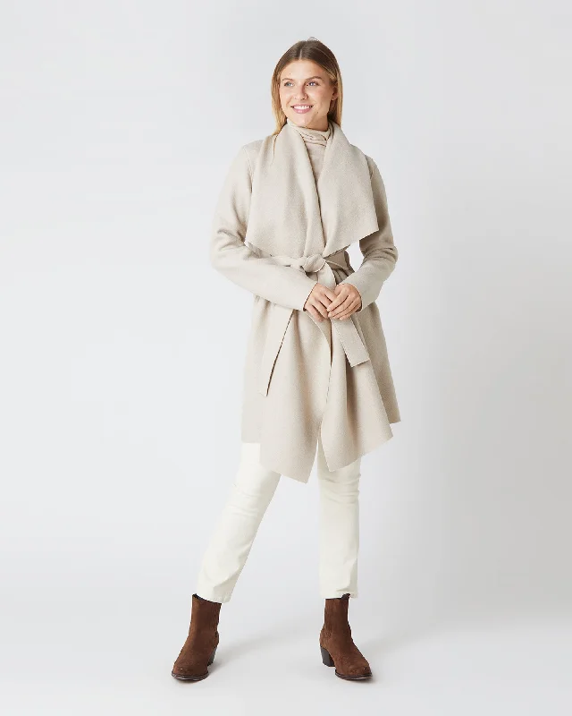 Short Blanket Coat in Almond Collared Crew Neck Turtle Neck