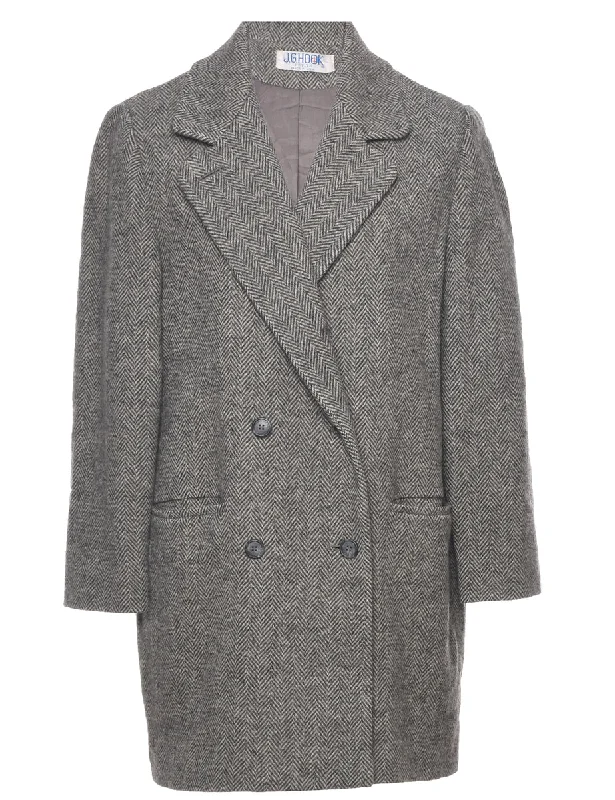 J.G.Hook Wool Coat - L Peter Pan Collar Cowl Neck Turtleneck
