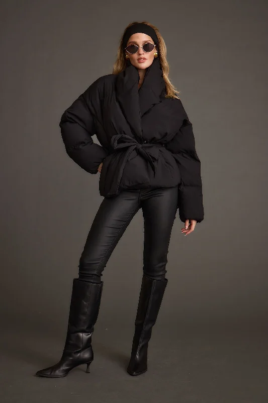 Maverick Black Belted Puffer Coat Vest Waistcoat Gilet
