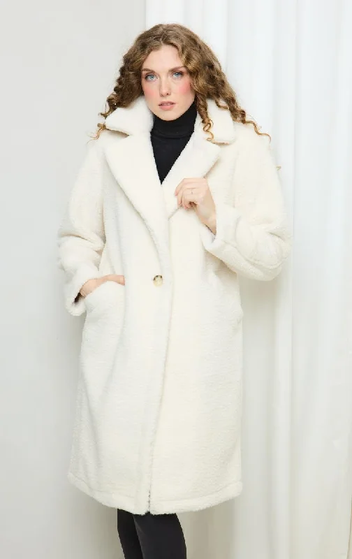 Michael Kors - Teddy Bear Coat Suede Faux Fur Shearling