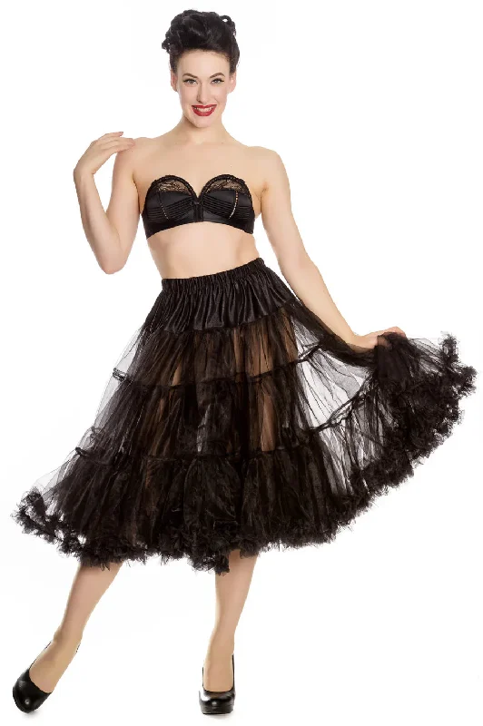 Penelope Petticoat in Black by Hell Bunny Striped Polka Dot Floral