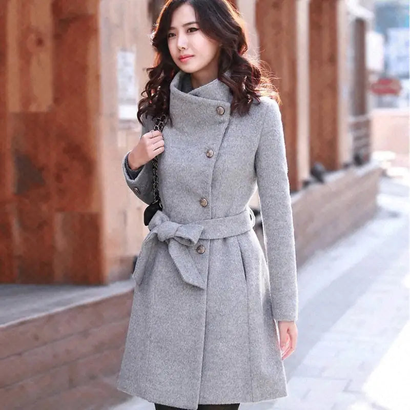 Button Lapel Cashmere Women's Long Coat, Multi Colours Bomber Jacket Denim Jacket Leather Jacket