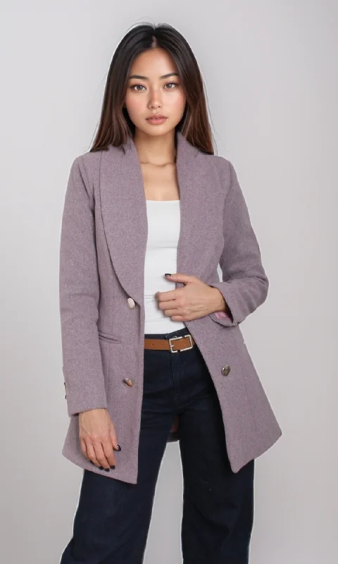 Women Elegant Overcoat (Pink) empire Basque Peplum