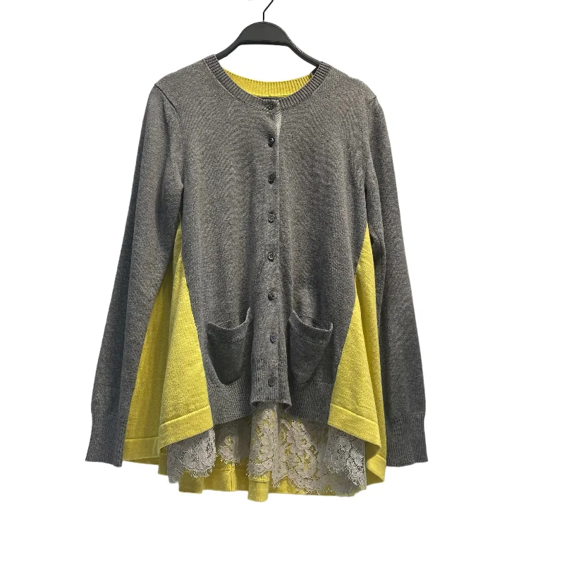 Sacai/Heavy Cardigan/2/Wool/YEL/ Boxy Cardigan Fitted Cardigan A-Line