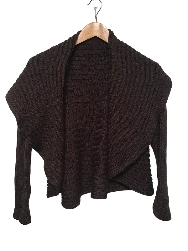 Brown Knitted Cardigan (Size M) Asymmetrical,ymmetric Pencil Cardigan