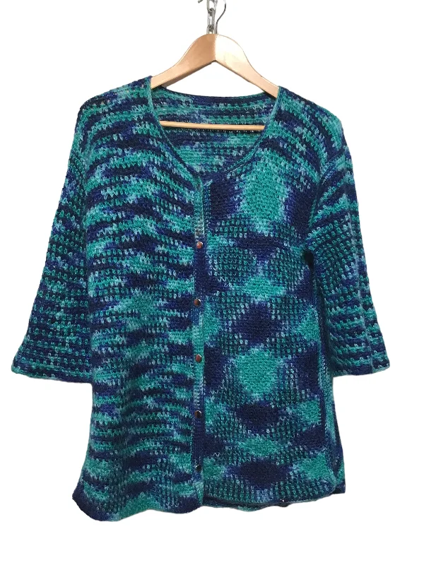 Knitted Cardigan (Size M) Silk Blend Satin Velvet