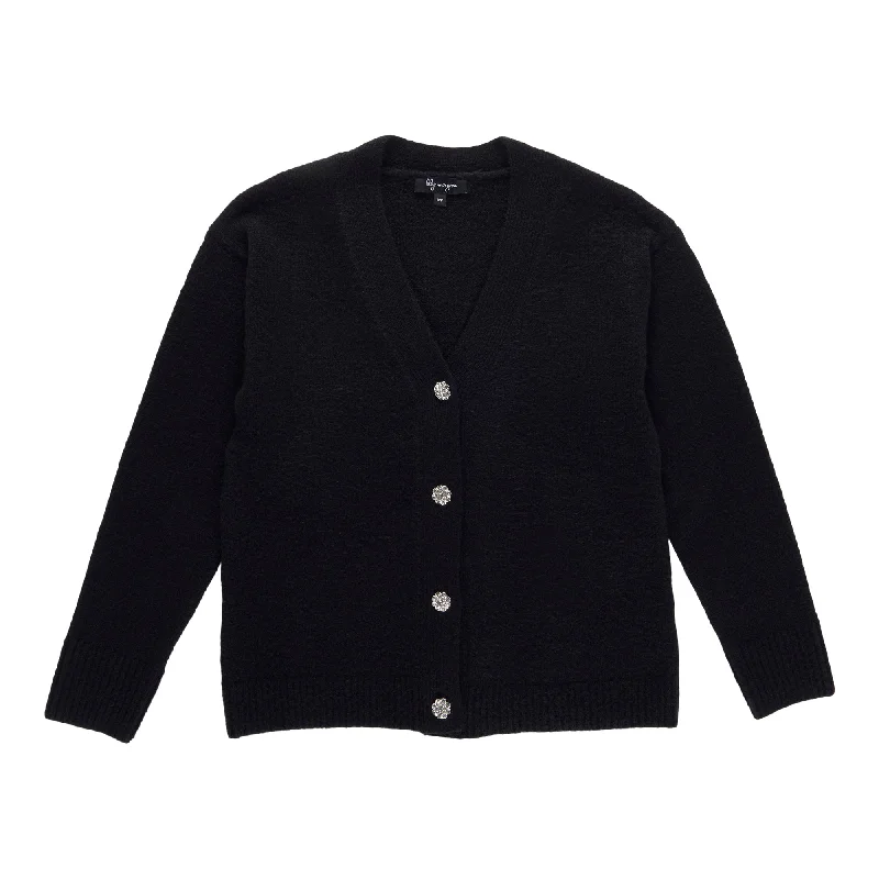 lily morgan Women's Jewel Button Ribbed Cardigan Wool Cardigan Cotton Cardigan Cashmere Cardigan