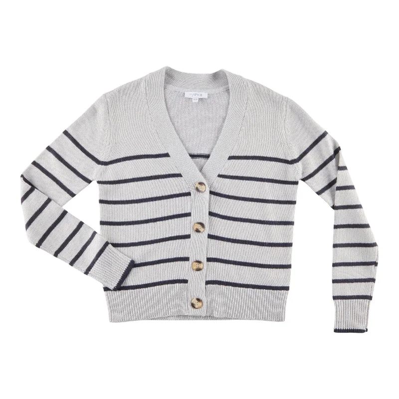 mySTYLE Women's New Wave Stripe Cardigan Stretchy Elastic Breathable
