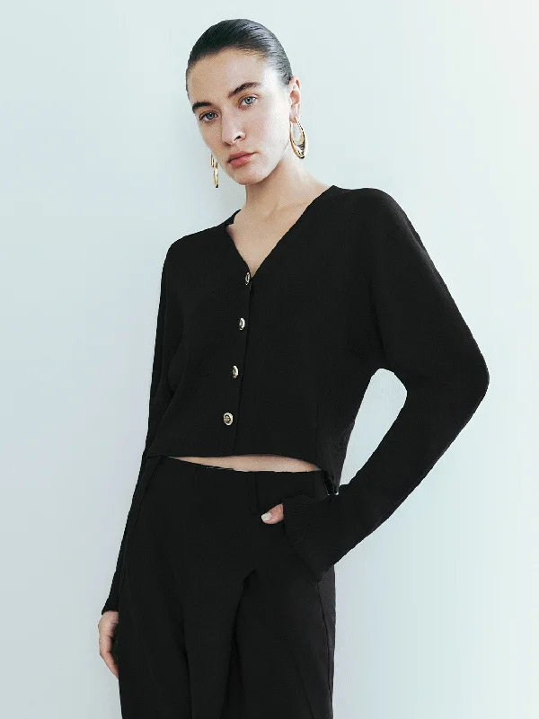 V-Neck Skinny Knitted Cardigan Tailored Straight A-Line