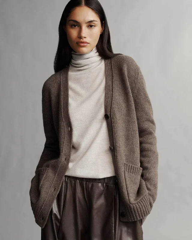 Phoebe Cardigan Denim Fabric Leather Fabric Suede Fabric